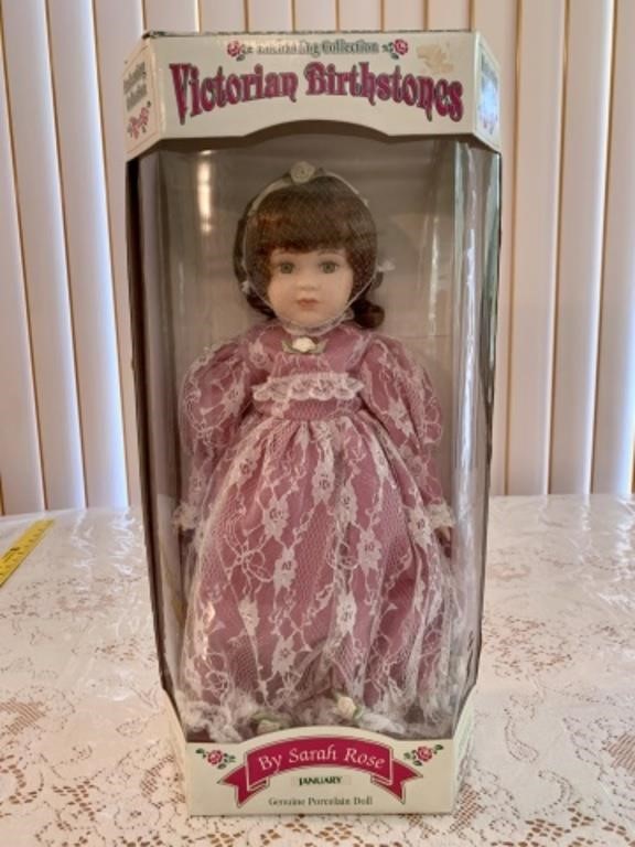 JANUARY VICTORIAN BIRTHSTONE GENUINE PORCELAIN DOL