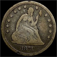 1871 Seated Liberty Quarter NICELY CIRCULATED