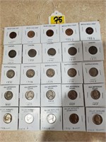 5 Each: Indian Head Cents and Several Nickels