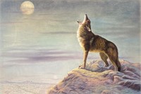 LARGE GREGORY PERILLO WOLF PAINTING