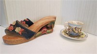 Carved Shoes & Cup/Saucer