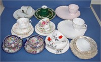 Ten various ceramic teacups and saucers