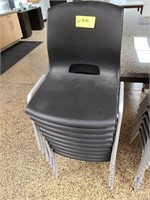 9 Black Plastic Stacking Chairs