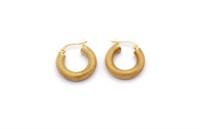 9ct Rose gold textured hoop earrings