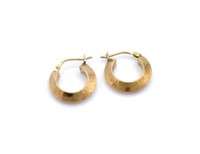 9ct Rosy gold bevelled hoop earrings