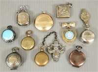 10 antique pill boxes, token holders, etc.