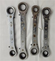 4 dual side ratcheting wrenches metric & standard