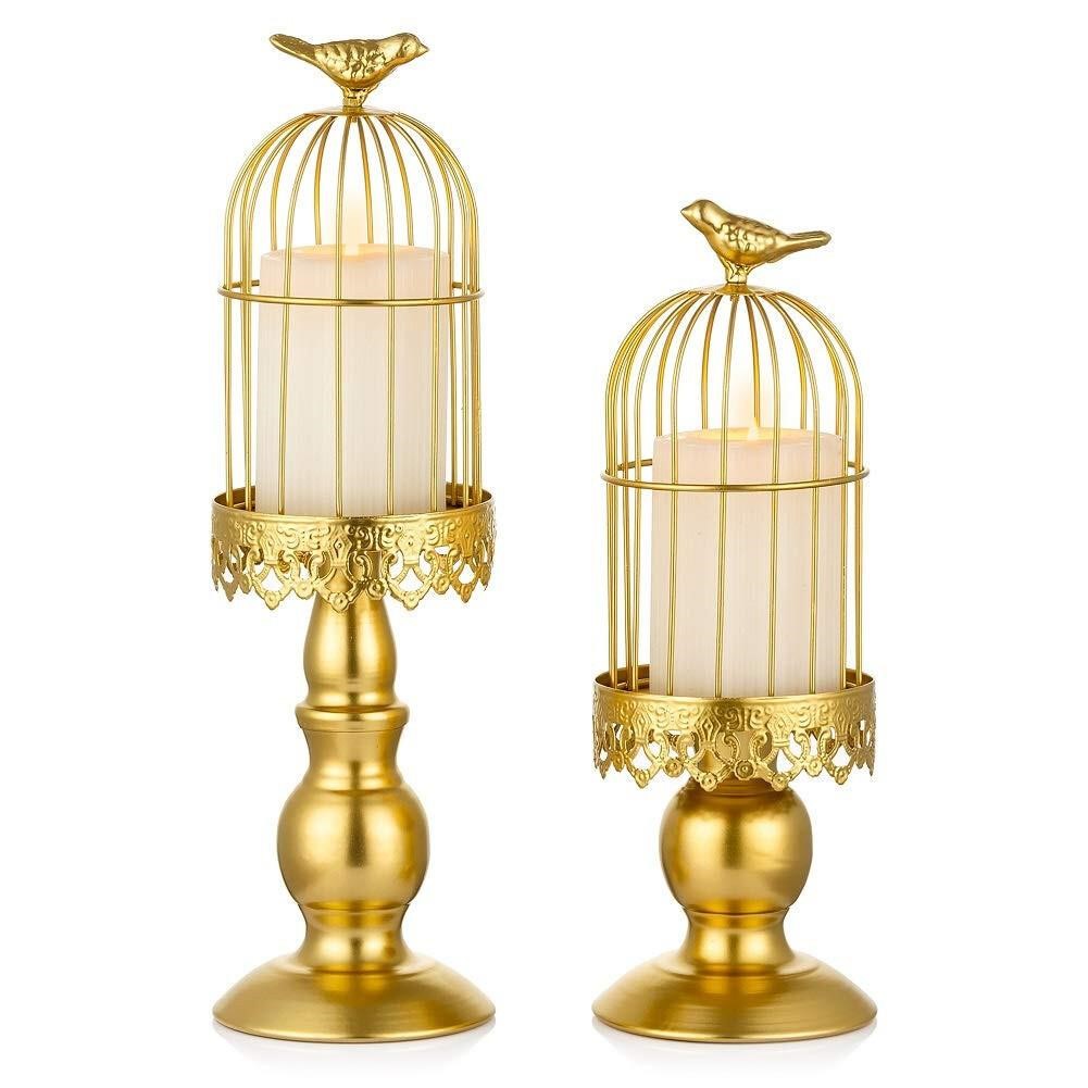 Sziqiqi Decorative Bird Cage Candle Holder Gold Vi