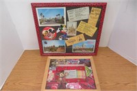 2 Framed Vintage Disney Collages, Post Cards+