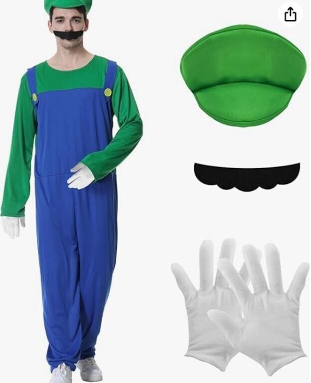 (M - green) Marrio Costume for Adults, Super Bros