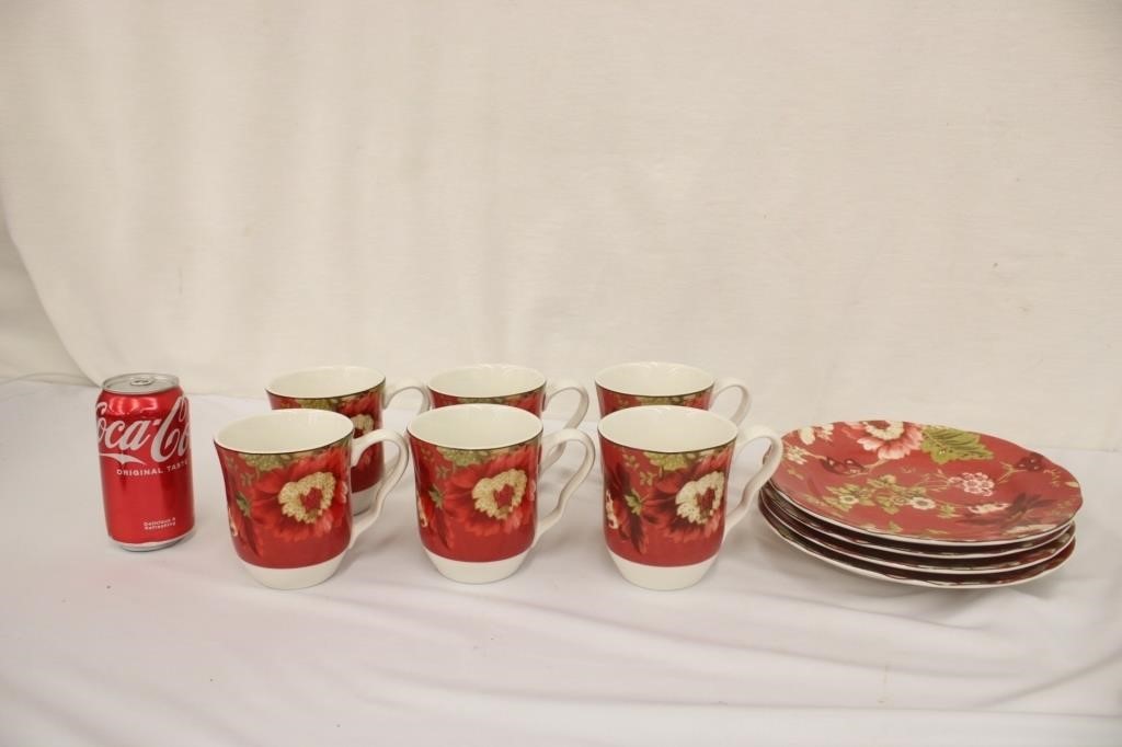 222 Fifth Ave Botanical Fleur Rouge Dishes