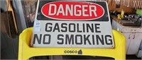 Danger gasoline no smoking metal sign