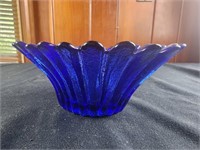 Blenko handcrafted cobalt blue glass Bowl, Blue