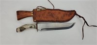 Large Knife with Leather Sheath