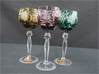 3 GERMAN CRYSTAL WINE GLASSES