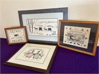 Lithographs, Scissor Art, Amish Country Themes