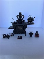 Crescent Cast Iron Miniature Stove and Misc