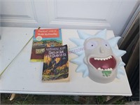 Misc Lot. 2 Books & Rick & Morty Mask