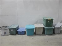 Assorted Plastic Storage Totes W/ Lids See Info