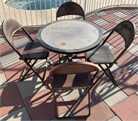 Metal & Wood Table w Scroll Work on Base