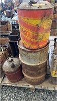 Three miscellaneous oil/gas tin containers