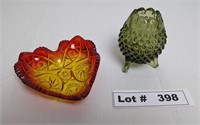 VINTAGE LE SMITH AMBERINA FLAME GLASS HEART CANDY