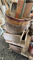Lot of baskets and wooden boxes
