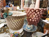 pr Spanish ceramic baskets, appr. 3 & 3.75"