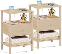 Lerliuo Nightstand Set Of 2 With Charging Station