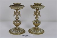 2 metal candle sticks holders