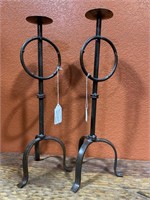 Rustic Western Tall Iron Pillar Candle Holders