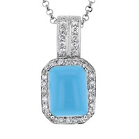 14KT White Gold 3.88ct Turquoise and Diamond Penda