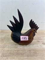 Hand carved wooden rooster figurine