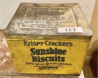 Vintage Krispy Krackers Sunshine Biscuits tin
