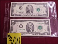 (2) 1995 $2 Federal Reserve Notes (Good Condition)