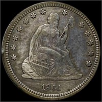 1861 Seated Liberty Quarter CLOSELY UNC
