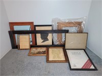 UNUSED FRAMES AND FRAMED ART PRINTS.