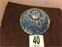 Old Enamel Colander with Two Handles