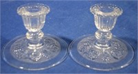 Pair Sandwich glass 3.5" candlesticks