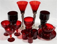 14 Assorted Vintage Ruby Glass Items