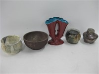 Lot Of Assorted Stoneware Bowls & Ceramic Vase