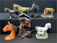 Horse Figures-Glass, Wood, Brass