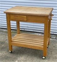 Gamble Brothers Wood Rolling Kitchen Cart