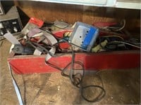 WOODEN  TOOL BOX CARRIER WITH ELECTRIC ITEMS AND