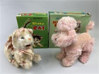 Vintage Mohair Wind-Up Dog & Cat Toys.