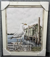 New, Seagull On Pylon by Fish House Board Picture