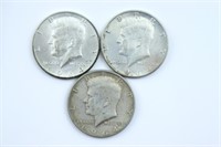 (3) 1964 Kennedy Half Dollars - Circulated