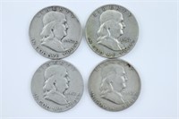 (4) Franklin Half Dollars - Common/Circulated