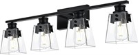 VINLUZ 4 Light Bathroom Lighting Fixture, Black