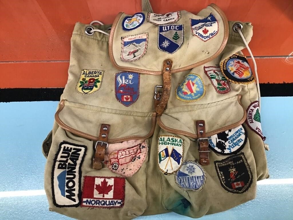 Vtg. backpack w/ patches